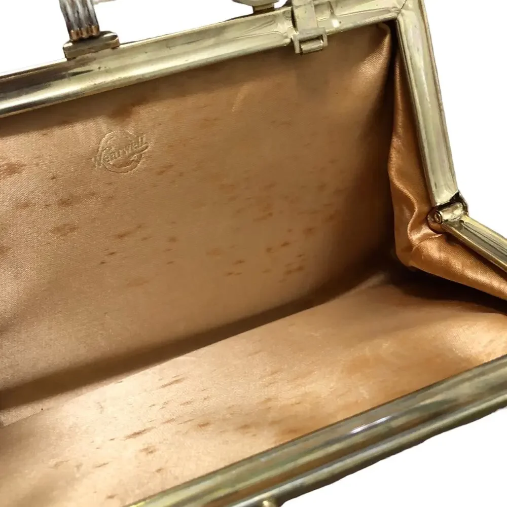 Vintage Wearwell Metallic Gold Faux Leather Clutch Bag Handbag